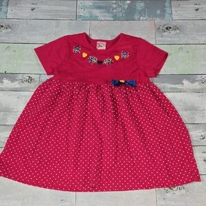 Vintage Buster Brown 3T Pink Polka Dot Button & Bow Detail Dress Sz 3t